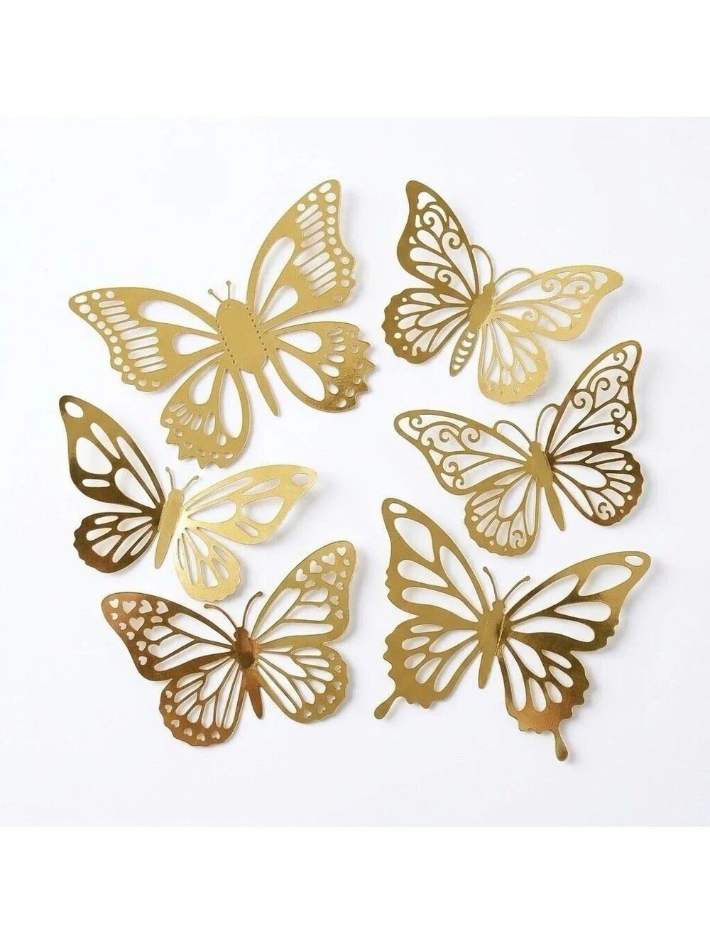 Lot of 17 Gold Butterfly Wall Decor 3D Butterfly Party Decorations